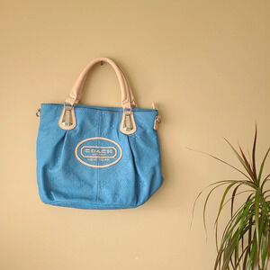 Women's blue tote bag C Print
